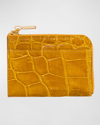 Abas Men's Glazed Alligator Leather Zip Card Case In Sunrise