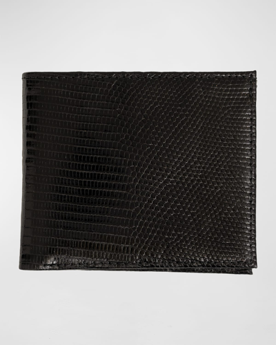 Abas Men's Lizard Leather Bifold Wallet In Black