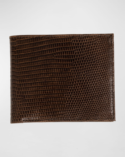 Abas Men's Lizard Leather Bifold Wallet In Brown