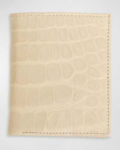 Abas Men's Glazed Alligator Compact Wallet; Monogram Available In Ivory