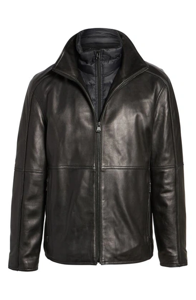Marc New York Hartz Leather Jacket With Quilted Bib In Black