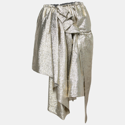 Pre-owned Stella Mccartney Gold Lurex Gathered Brynn Asymmetrical Skirt S