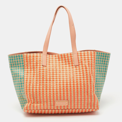 Pre-owned Marc By Marc Jacobs Multicolor Jute And Straw Tote In Orange