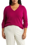 Nordstrom Essential V-neck Cashmere Sweater In Pink Plumier