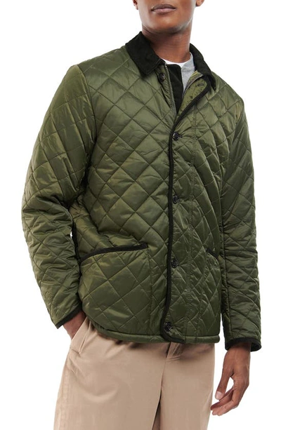 Barbour Winter Liddesdale Box Quilted Full Zip Jacket In Fern