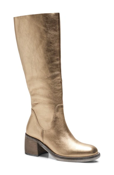Free People Essential Knee High Boot In Metallic Gold