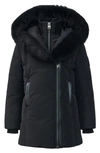 Mackage Kids' Leelee Genuine Shearling Trim Down Puffer Jacket In Black