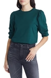 Frame Frankie Puff Sleeve Cotton Blouse In Pine