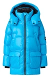 Mackage Kids' Kennie Down Hooded Puffer Coat In Aqua