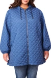 Bernardo Zip Front Water Resistant Liner Jacket In Stone Blue