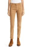 Nili Lotan Jenna Slim Crop Stretch Twill Pants In Camel