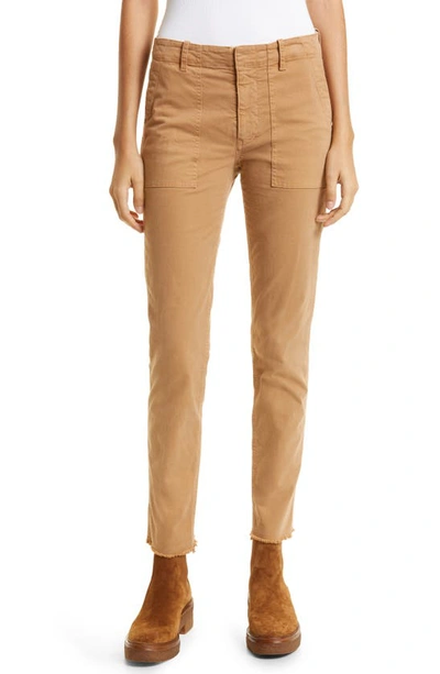 Nili Lotan Jenna Slim Crop Stretch Twill Pants In Camel