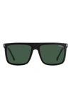 Carrera Eyewear 58mm Flat Top Rectangular Sunglasses In Matte Black / Green Polarized