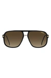 Carrera Eyewear 60mm Gradient Square Sunglasses In Black Gold / Brown Gradient