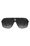 Carrera Eyewear Grand Prix 64mm Polarized Navigator Sunglasses In Black Grey / Gray Polar
