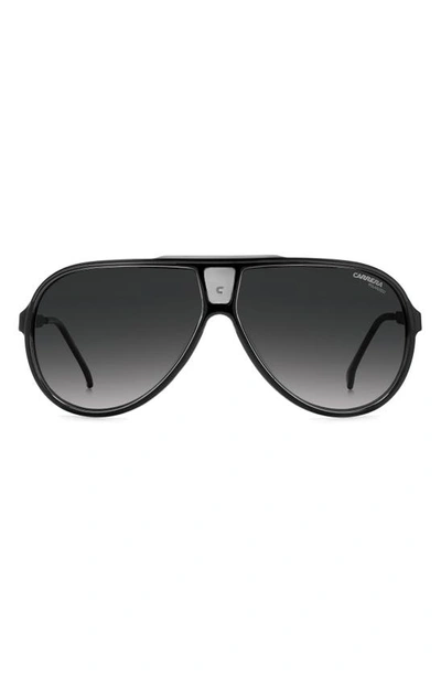 Carrera Eyewear 63mm Polarized Aviator Sunglasses In Black Grey / Gray Polar