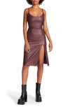 Steve Madden Giselle Faux Leather Sheath Dress In Brown