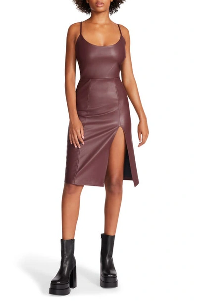 Steve Madden Giselle Faux Leather Sheath Dress In Brown