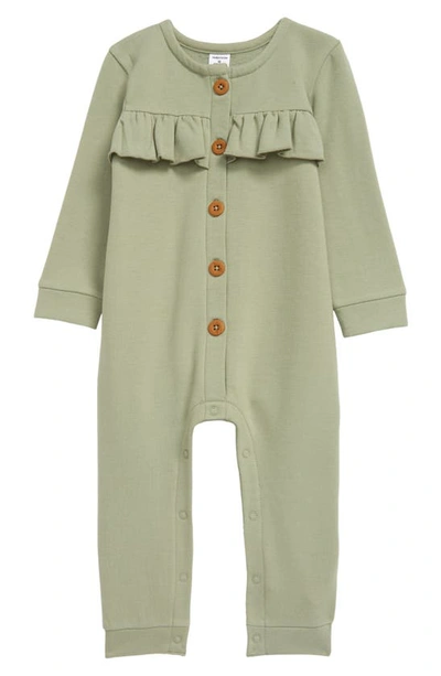Nordstrom Kids'  Cozy Ruffle Romper In Green Seagrass