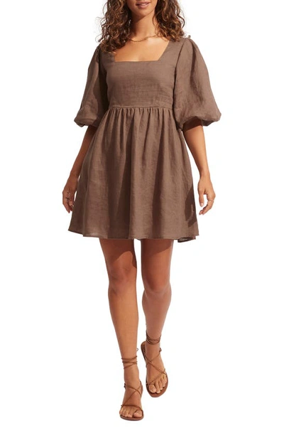 Seafolly Beach Edit Shoreline Linen Cover-up Dress In Brown