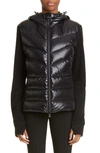 MONCLER QUILTED DOWN & FLEECE HOODED CARDIGAN