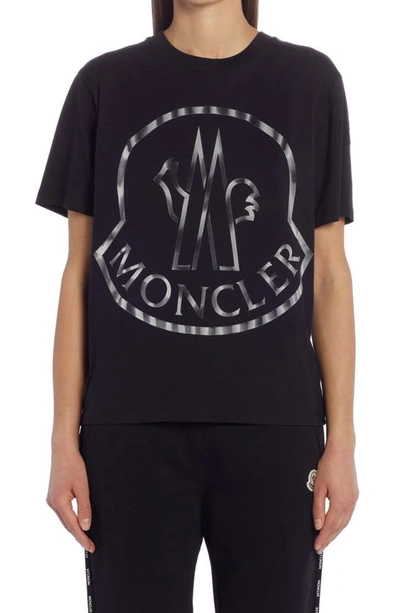 Moncler Logo Printed Crewneck T-shirt In Black