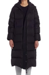 Moncler Talev Long Leather-trim Puffer Coat In Black