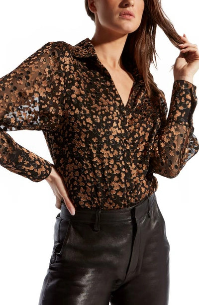 As By Df Sasha Semi-sheer Button-front Blouse In Black