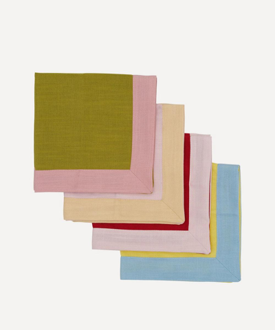 In The Roundhouse Bold Colour Square Napkins Set Of Four In Multi