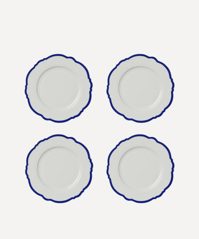 In The Roundhouse Navy Wave Side Plate Set Of Four In Blue
