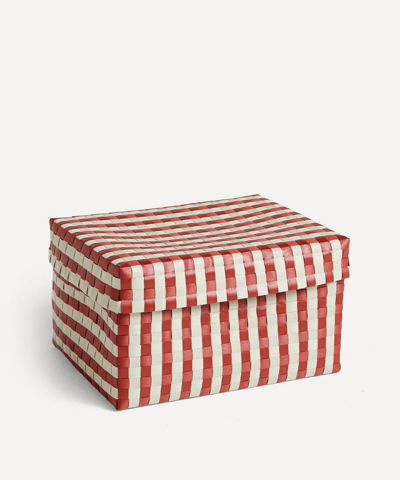 Hay Maxim Stripe Large Recycled-plastic Lidded Box 26.4cm X 35.5cm In Red