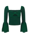 Self-portrait Lurex Knit Viscose Blend Top In Green