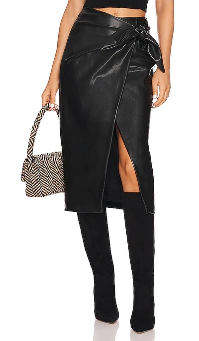 Enza Costa Vegan Leather Wrap Skirt In Black