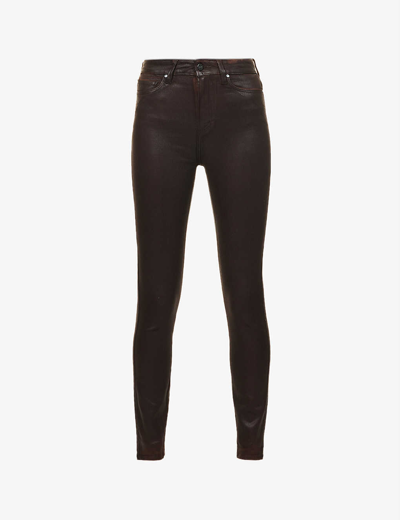 Paige Cheeky Skinny High-rise Stretch-denim Jeans In Marrone