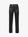 Paige Stella Super High Waist Straight Leg Faux Leather Jeans In Black