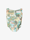 Miaou Campbell Textured Recycled Polyester-blend Corset Top In Postcard