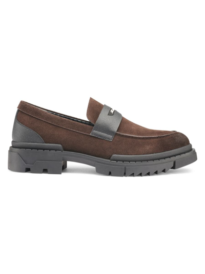 Karl Lagerfeld Leather Lug Sole Penny Loafer In Dark Brown