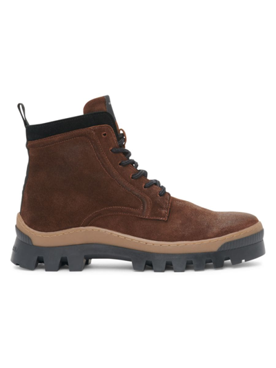 Karl Lagerfeld Men's Lug-sole Suede Combat Boots In Brown