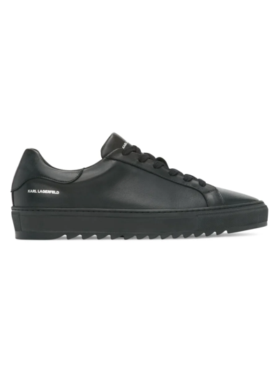 Karl Lagerfeld Men's Logo Leather Sneakers In Black