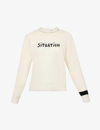 BELLA FREUD SITUATION TEXT-PRINT WOOL AND COTTON-BLEND JUMPER