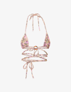 House Of Cb Naxos Floral Print Strappy Triangle Bikini Top In Blossom