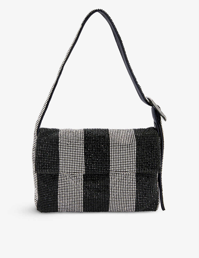 Benedetta Bruzziches Vitty La Mignon Striped Rhinestone-embellished Mesh Shoulder Bag In Comfortably Numb