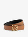 Loewe Anagram-buckle Leather Belt In Tan Black Gold