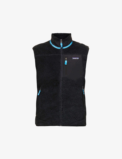 Patagonia Faux-shearling Logo-patch Detail Gilet In Pitch Blue