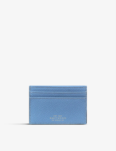 Smythson Panama Croc-embossed Leather Cardholder In Nile Blue