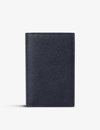 Smythson Panama Six-card Slot Folded Leather Card Holder In Navy