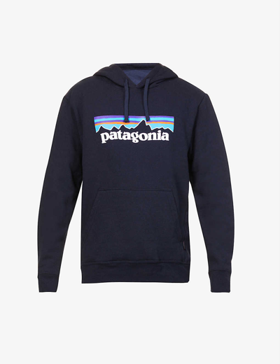Patagonia Recycled Logo-print Hoodie In Navy