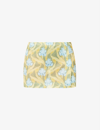 Miaou Micro Mid-rise Recycled Polyester-blend Mini Skirt In Art Nouveau Blue