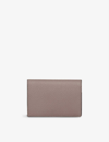 Smythson Panama Folded Cross-grain Leather Cardholder In Taupe Brown