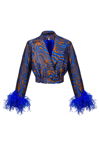 ANDREEVA BLUE MARILYN JACKET WITH FEATHERS